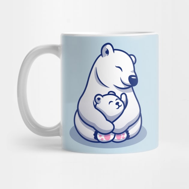 Cute Polar Bear Mom Hugging Baby Polar by Catalyst Labs